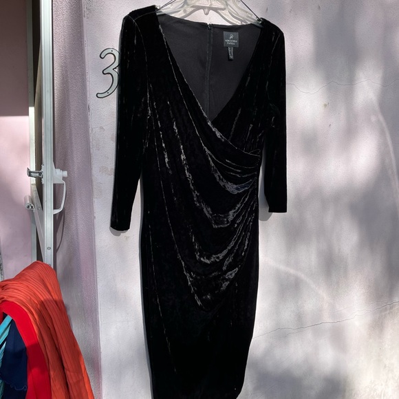 Evening Dress, Crushed Black Velvet - Picture 1 of 3